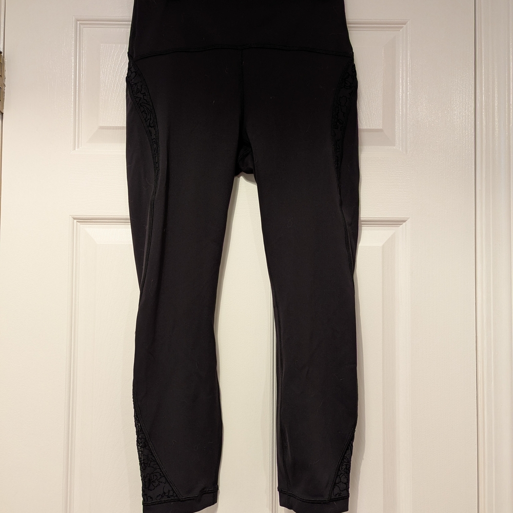 Lululemon Black Leggings with Lace Detail